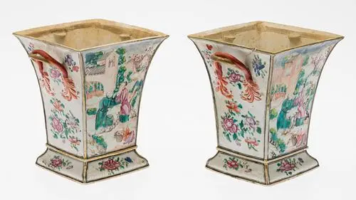 Pair of Chinese Export Cachepots