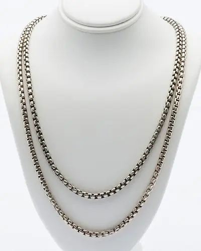 Two David Yurman Sterling Silver Box Chain Necklaces