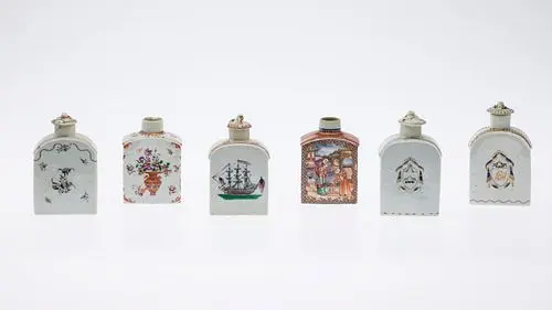 6 Chinese Export Porcelain Tea Caddies, 18th Century