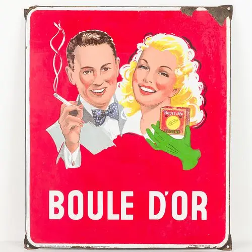 Boule d'Or Tobacco Porcelain Enamel Metal Sign