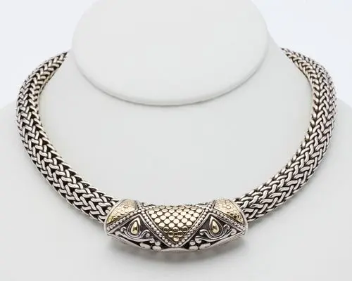 John Hardy Sterling Silver and 18K Gold Necklace