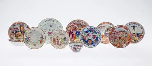 10 Chinese Export Dishes and a Cup, 18th Century