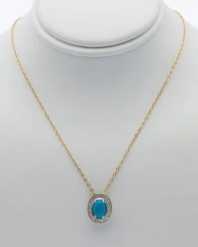 18K Gold, Turquoise and Diamond Pendant