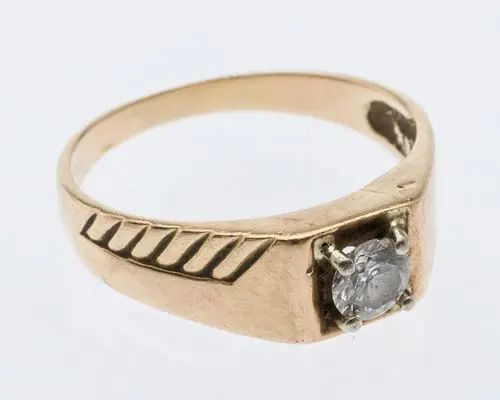 Gentleman's 10K Gold and Diamond Ring, Size 11.5