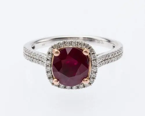 Natural Ruby and Diamond Ring 14K Ring, Size 6.75