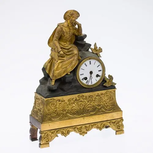 French Gilt Metal Mantle Clock, 19th Century