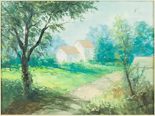 Cesare Ricciardi (1892-1973) Landscape w Houses, O/B
