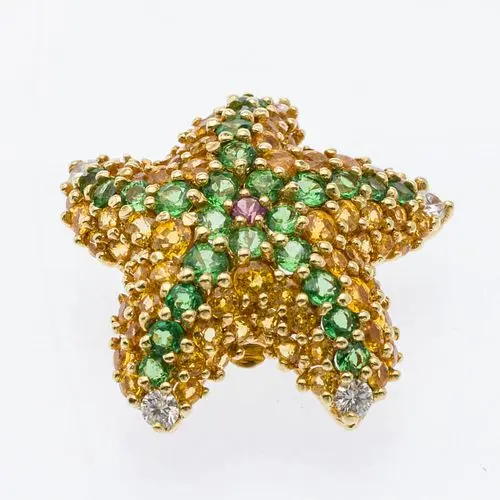 Jean Vitau Multi-Gem, Diamond, and Gold Pendant