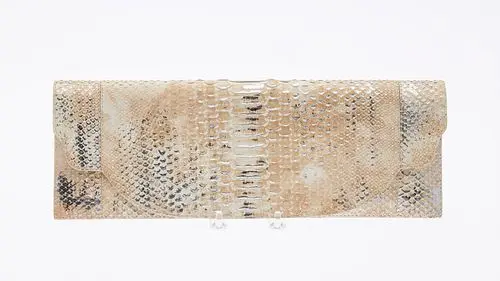 Nancy Gonzalez Pale Gold Python Clutch