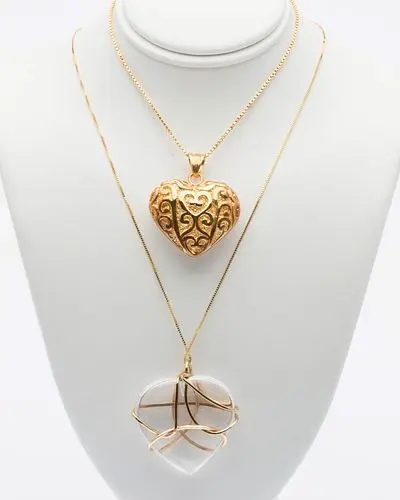 Two Gold Heart Necklaces