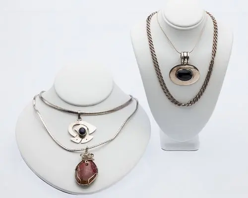 Three Mexican Sterling Necklaces & Sterling Chain
