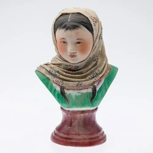 Chinese Porcelain Bust of Veiled Girl