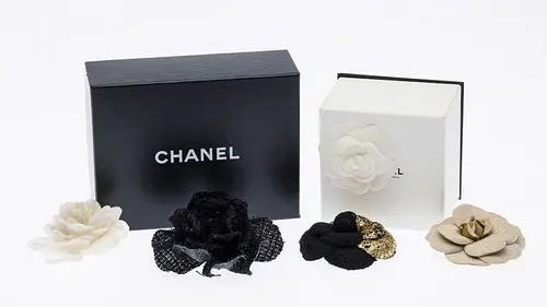 3 Chanel & Louis Vuitton Flower Pins