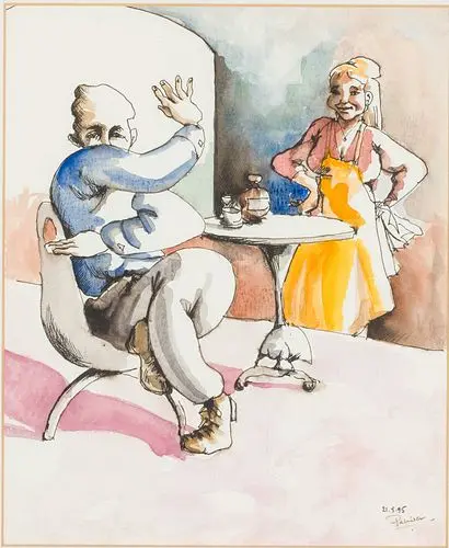 Anthony Palliser (British, b. 1949), Café Scene, W/C