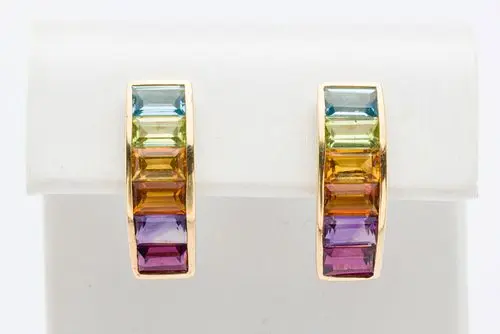 Multi-Gem Rainbow 14K Gold Earrings