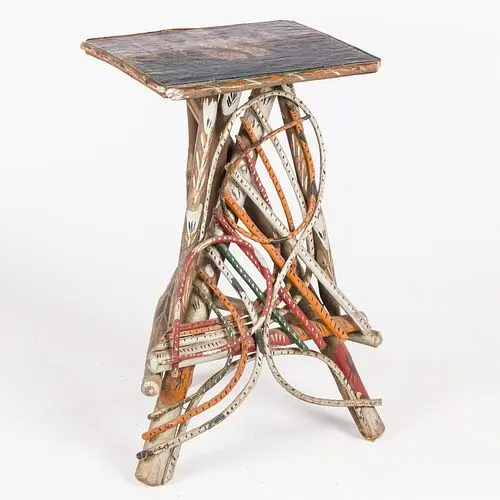 Folk Art Painted Bentwood Side Table