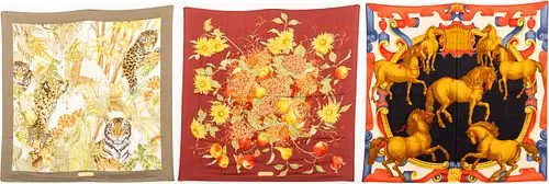 Trussardi Silk Scarf & 2 Ferragamo Silk Scarves