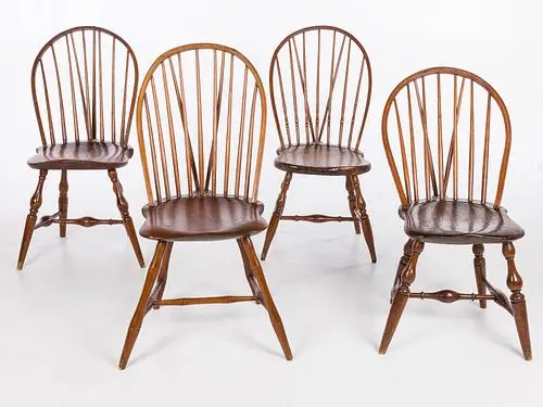 4 American Windsor Hoop Back Side Chairs