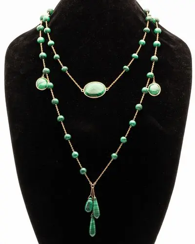 14K Gold and Malachite Necklace