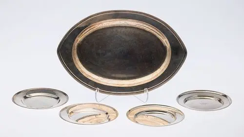 Weidlich Spoon Co Sterling Platter & 4 Butter Plates