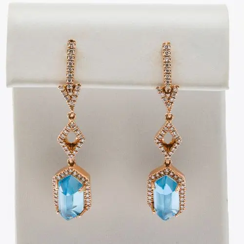 18K, Aquamarine and Diamond Earrings