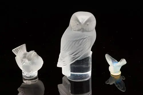 2 Lalique Glass Birds and a Sabino Glass Bird