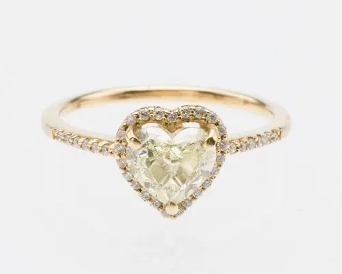 Fancy Yellow Diamond Heart Shape 14K Engagement Ring