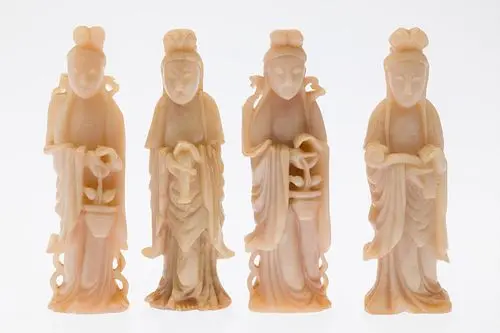 4 Chinese Carved Stone Figures, 20th Century