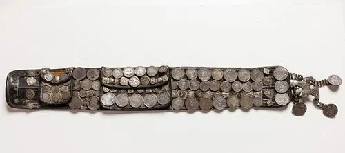 Vintage South American Leather & Silver Gaucho Belt