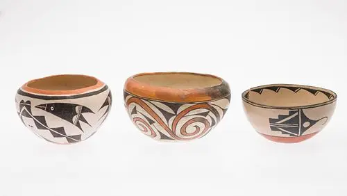 3 Native American Bowls, 20th Century