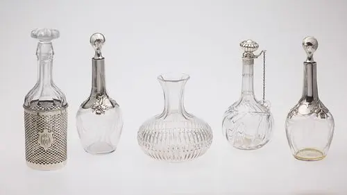 5 Sterling Silver and Glass Decanters