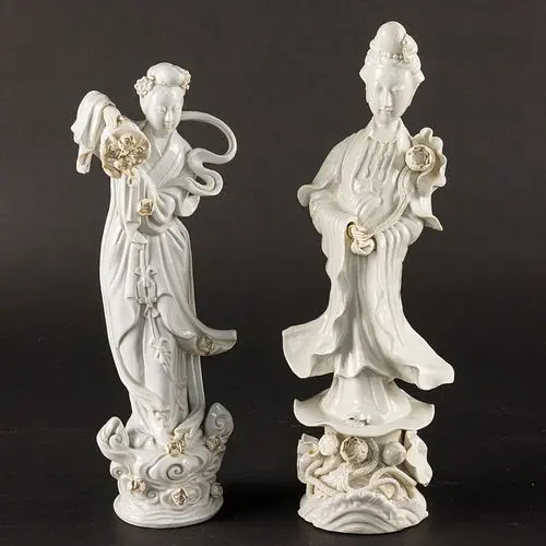Two Chinese Blanc de Chine Guanyin