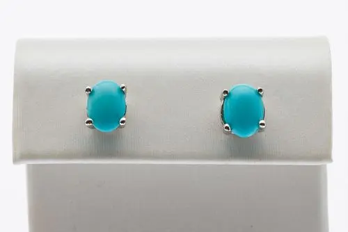18K White Gold and Turquoise Studs