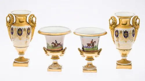 Two Pairs of Paris Porcelain Urns, 19th Century