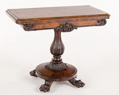 William IV Rosewood Card Table, c. 1835