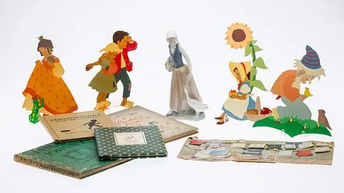 Group of Children's Books and Painted Cutouts