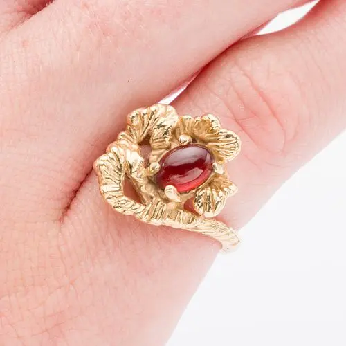 Carnelian and 14K Gold Ring, Size 3.5