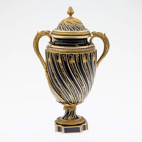 French Ormolu Mounted Sevres Style Lidded Urn c 1900