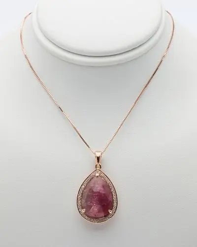 14K and Pink Tourmaline Pendant