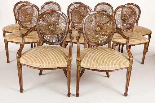10 Smith & Watson Georgian Style Caned Dining Chairs