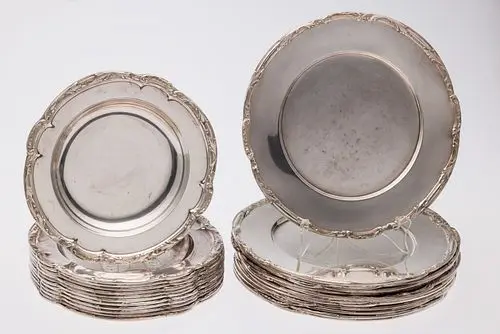 12 GM Co Silverplate Chargers & 12 Deeper Chargers
