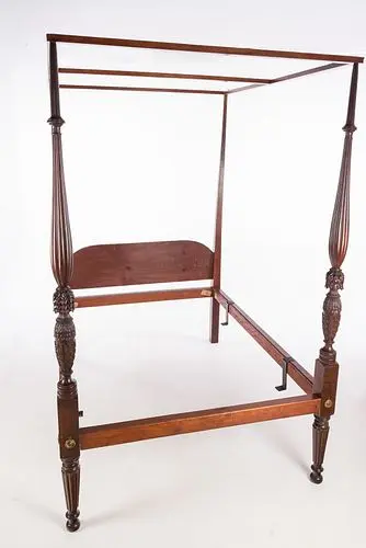 Federal Mahogany Four Poster Bedstead, Salem, c 1820