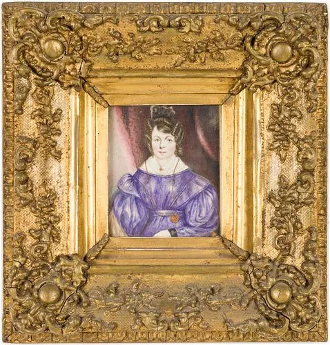 Portrait Miniature of a Woman in Purple, 19th C