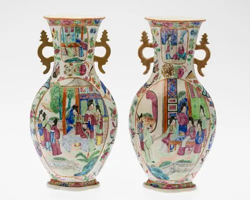 Pair of Chinese Famille Rose Vases, 19th Century