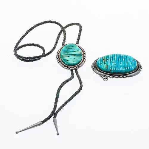 Pete Sierra Silver & Turquoise Buckle and a Bolo