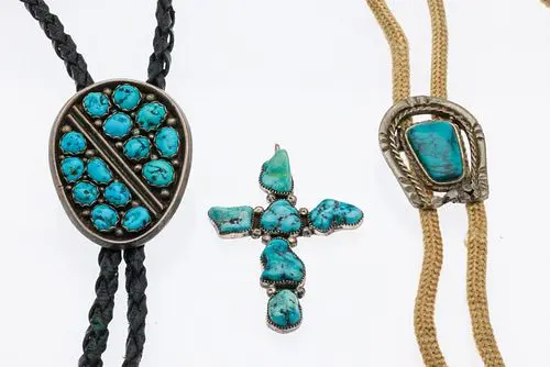 Silver, Turquoise Bolo, Cross & Another Bolo