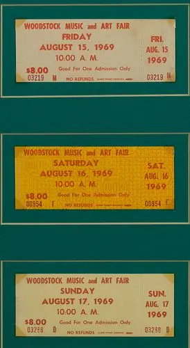 3 Unused 1969 Woodstock Tickets