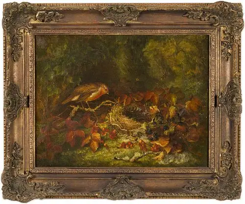 Unsigned, Bird and Nest, Oil on Canvas