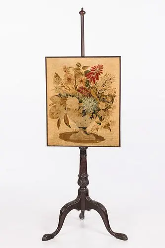 George III Mahogany Pole Screen, 18th Century
