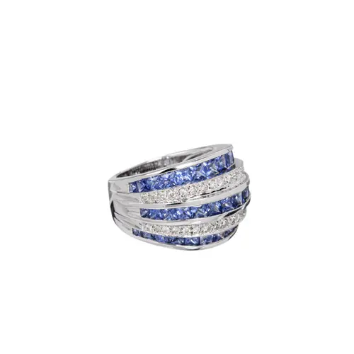 791 Blau-weiß gestreifter Saphir-Bandring. John C. Rinker, USA.